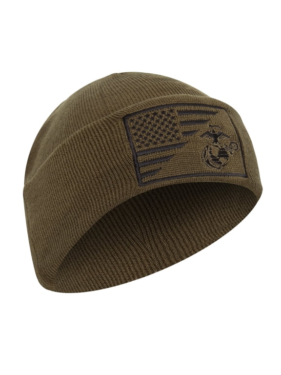 USMC Eagle, Globe and Anchor / US Flag Deluxe Fine Knit Watch Cap