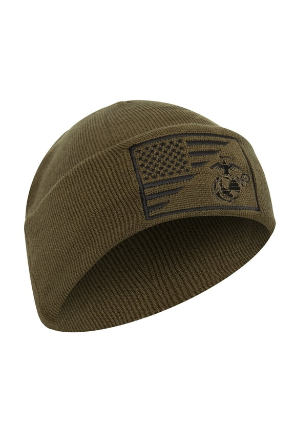 USMC Eagle, Globe and Anchor / US Flag Deluxe Fine Knit Watch Cap