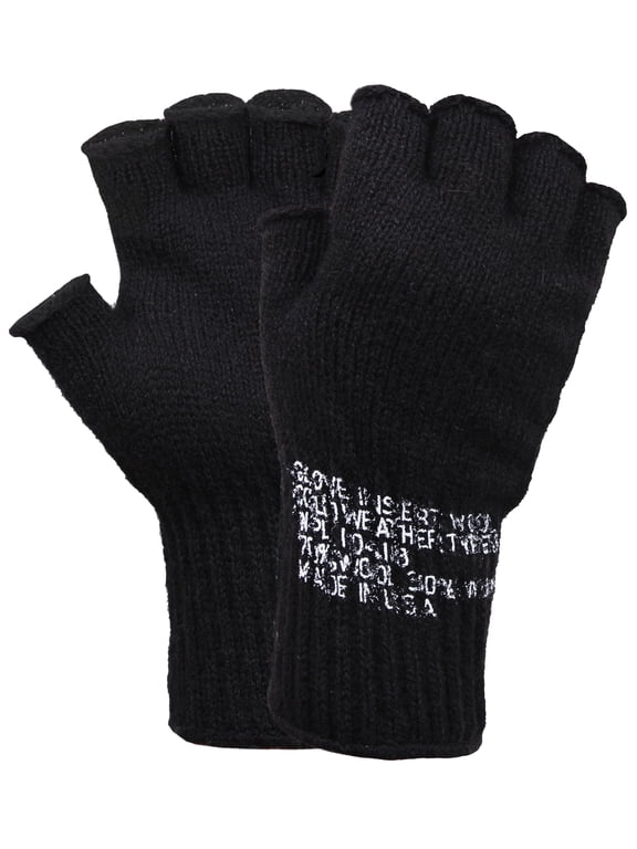Unisex Durable Fingerless Wool Gloves, Black