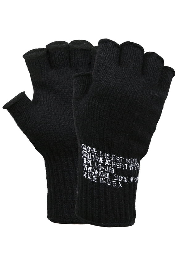 Unisex Durable Fingerless Wool Gloves, Black