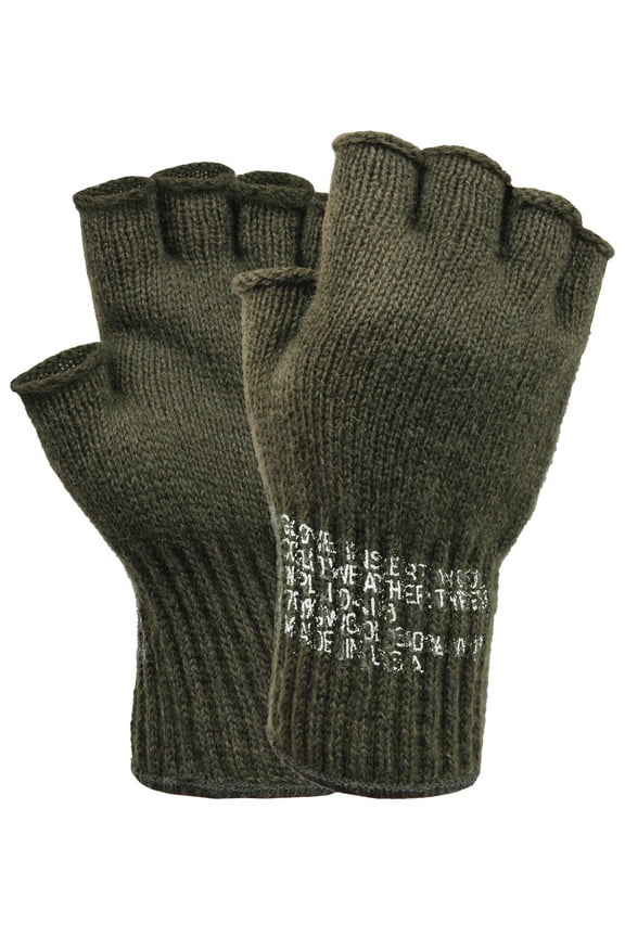 Unisex Fingerless Wool Gloves, Olive Drab