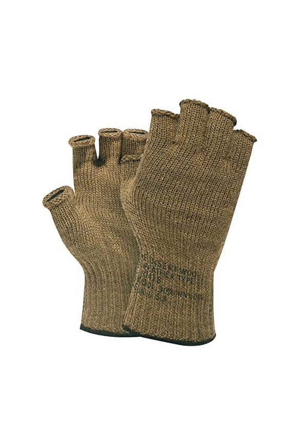 Unisex Fingerless Woolen Gloves, Coyote Brown
