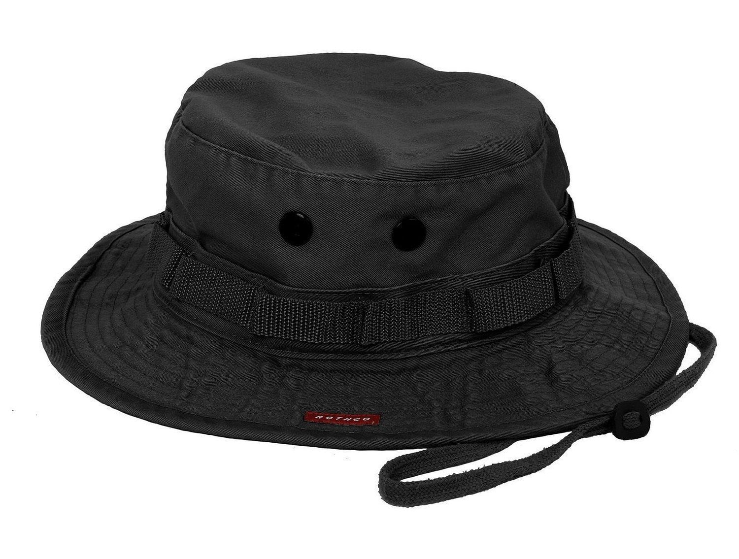 Black Cotton Blend Camouflage Bucket Hat, Size 7¾