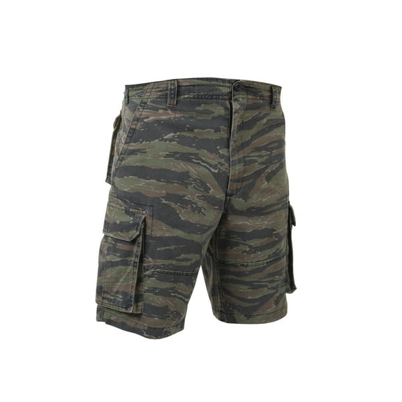 Rothco Vintage Camo Paratrooper Cargo Shorts, Tiger Stripe Camo, L