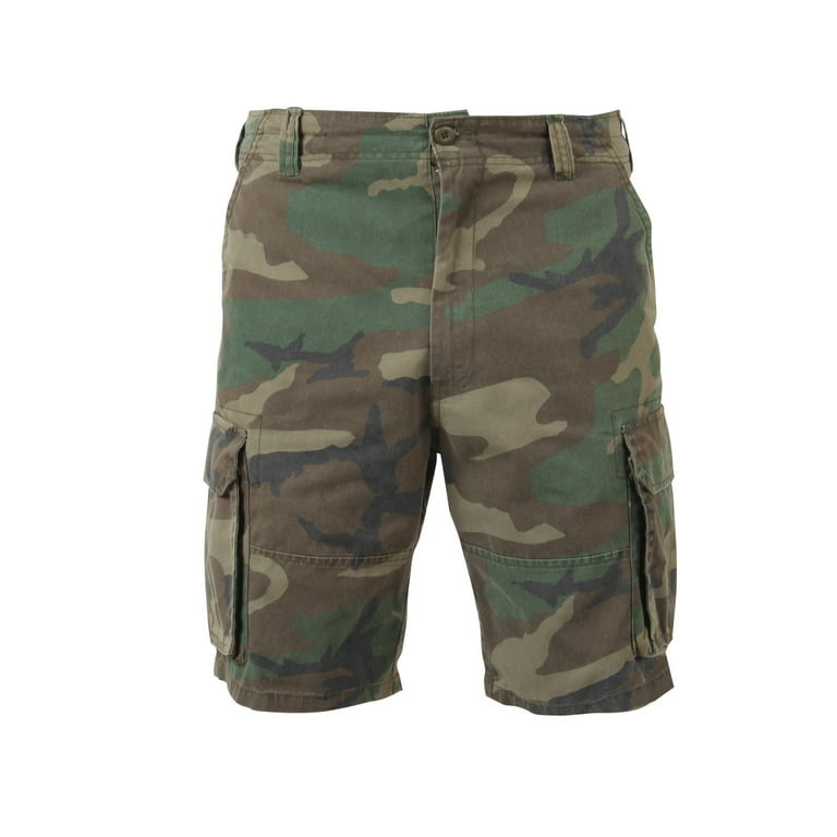 Rothco Vintage Camo Paratrooper Cargo Shorts, Woodland Camo