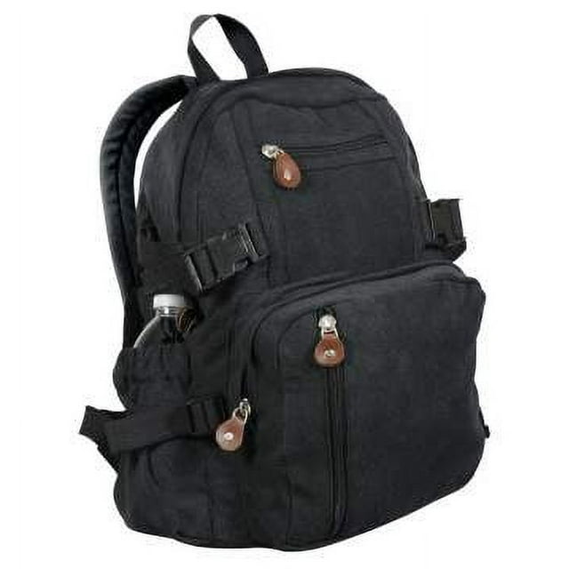 Rothco Vintage Canvas Compact Backpack,Black