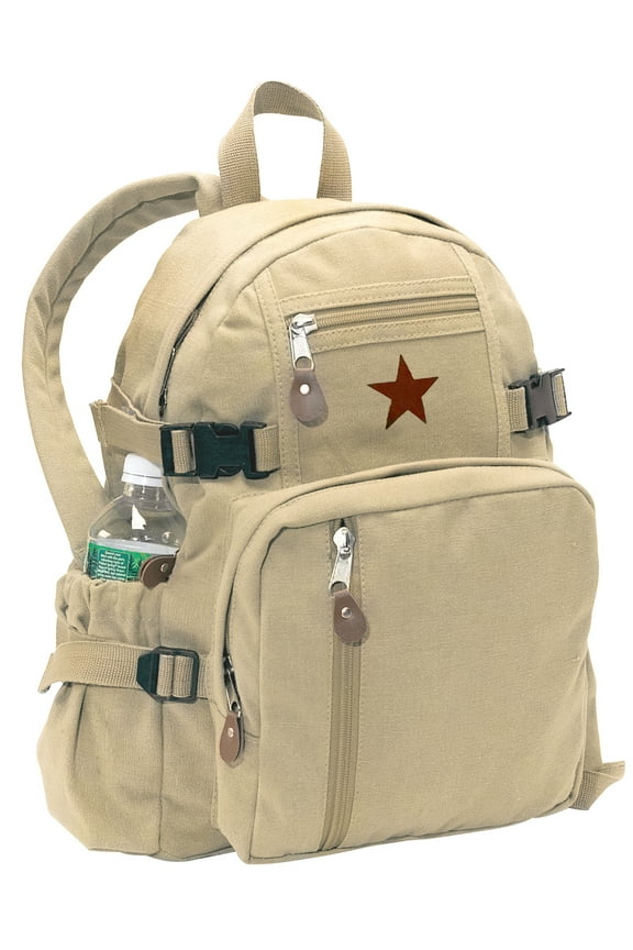 Vintage Canvas Compact Backpack,Khaki