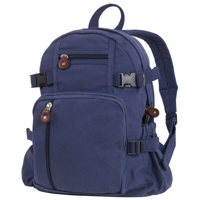 Rothco Vintage Canvas Compact Backpack,Navy Blue - Walmart.com