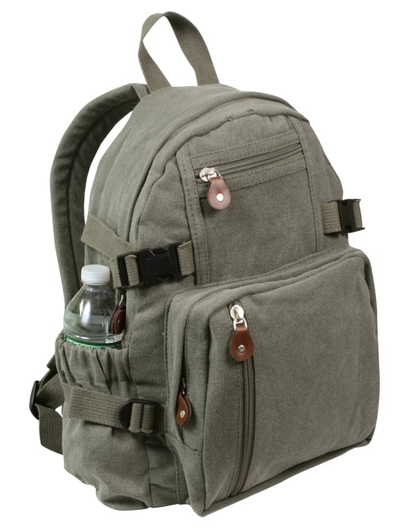Vintage Canvas Compact Backpack,Olive Drab