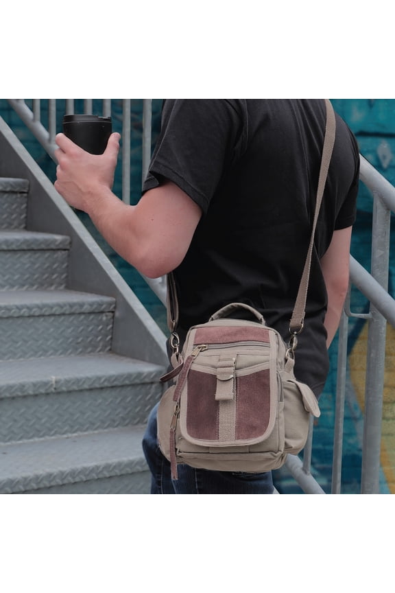 Vintage Canvas & Leather Travel Shoulder Bag