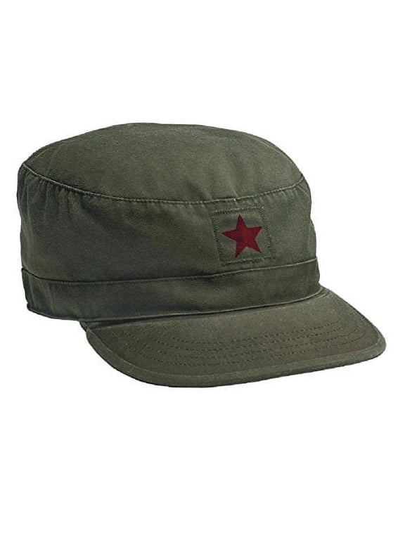 Vintage Fatigue Cap, Olive Drab with Red Star, Small