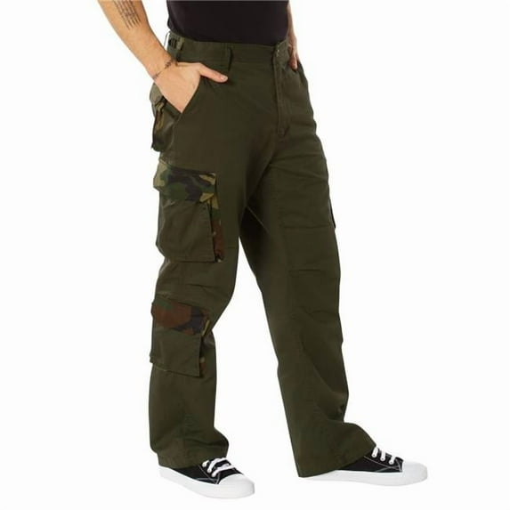 Rothco Vintage Paratrooper Cargo Fatigue Pants,Olive Drab / Woodland Camo