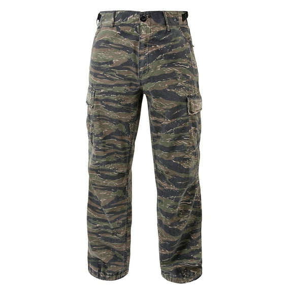 Rothco Vintage Vietnam Rip-Stop Fatigue Pants, Tiger Stripe Camo, XS