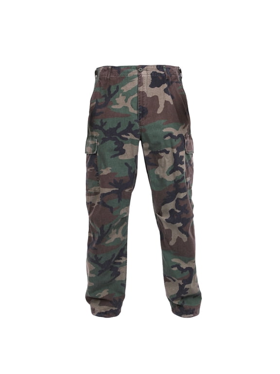 Vintage Vietnam Rip-Stop Fatigue Pants, Woodland Camo, S