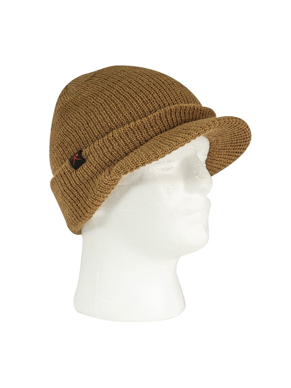 22169 Unisex Watch Caps with Brim, Coyote Brown