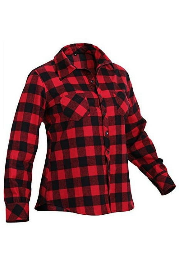 Women's Plaid Flannel Shirt, Red/Black, Small