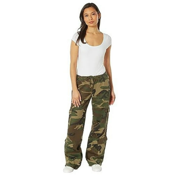 Women's Woodland Camo Vintage Paratrooper Cargo Pants