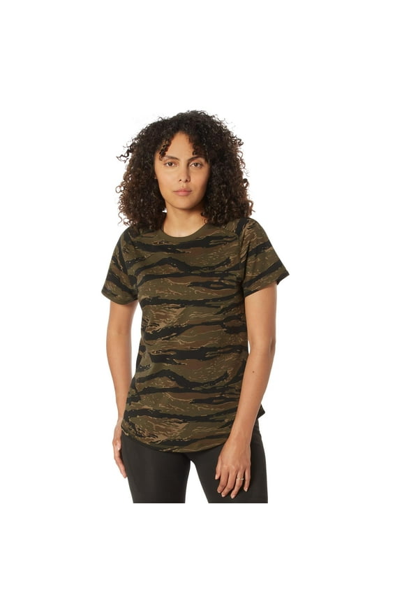 29744 Women Essential Raglan Sleeve T-Shirt, Tiger Stripe Camo - 2XL