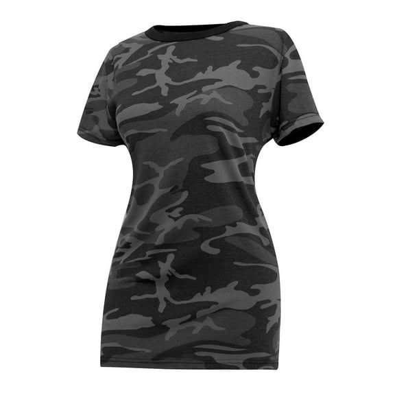 Rothco Womens Long Length Camo T-Shirt,Black Camo