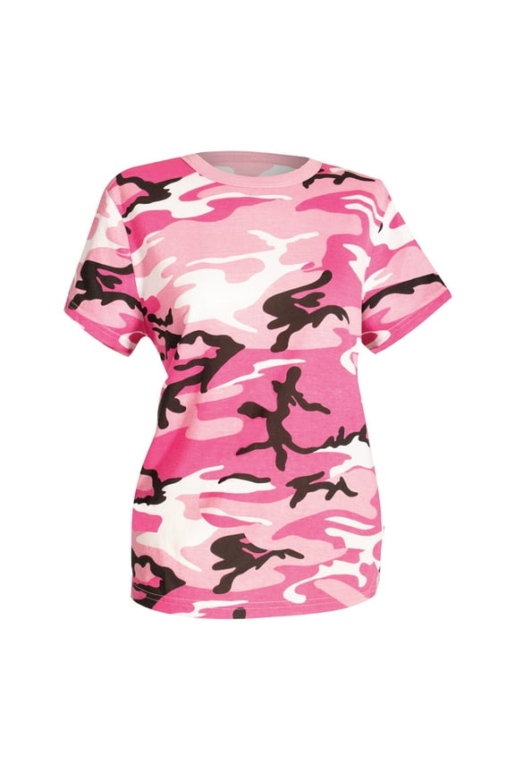 Womens Long Length Camo T-Shirt,Pink Camo