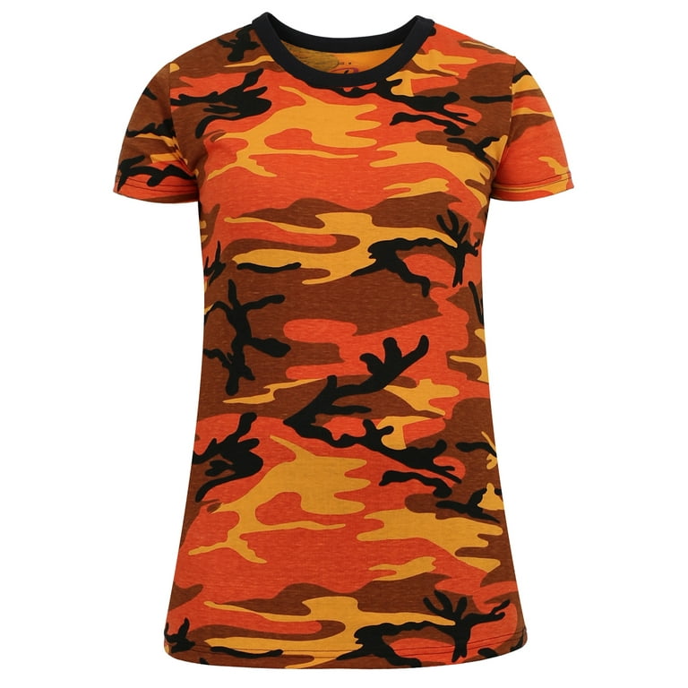Rothco Womens Long Length Camo T-Shirt | Savage Orange | Medium