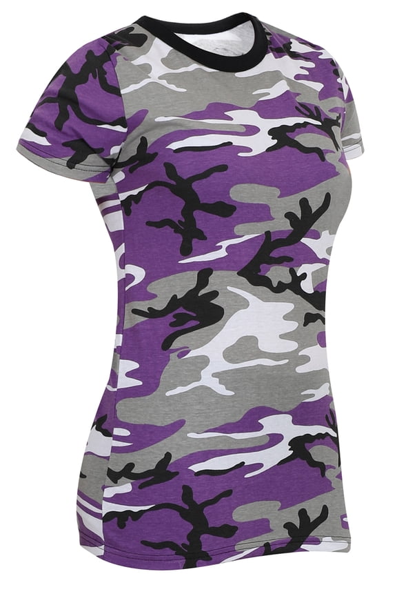 Womens Long Length Camo T-Shirt,Ultra Violet Camo