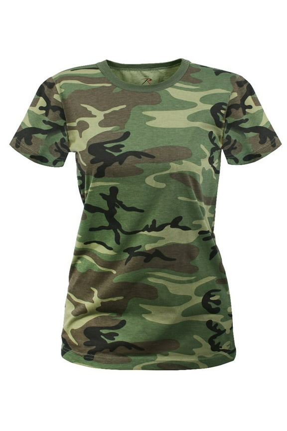 Womens Long Length Camo T-Shirt,Woodland Camo