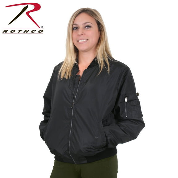 Rothco Womens MA-1 Flight Jacket, Black, XL