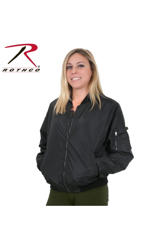 Womens MA-1 Flight Jacket, Black, XS