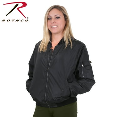 Rothco Womens MA-1 Flight Jacket, Black, XXS