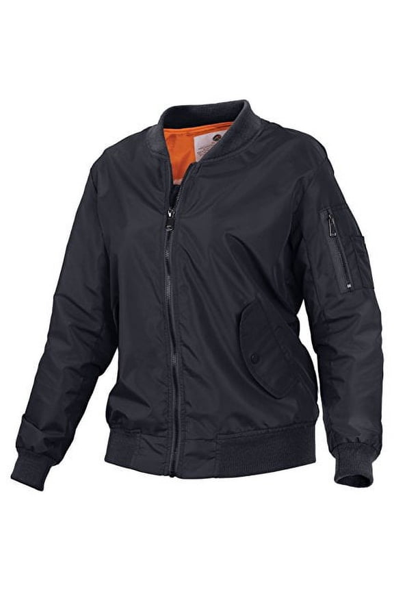 Womens MA-1 Reversible Flight Jacket, Bomber Jacket - Black, XX-Small