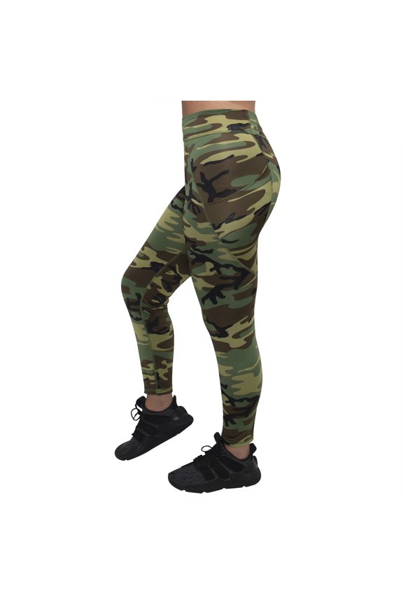 Womens Workout Performance Camo Leggings With Pockets
