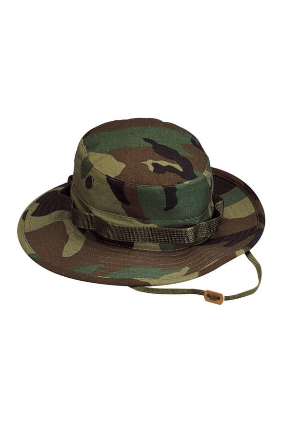 Woodland Camouflage Boonie Hat in Rip-Stop Cloth