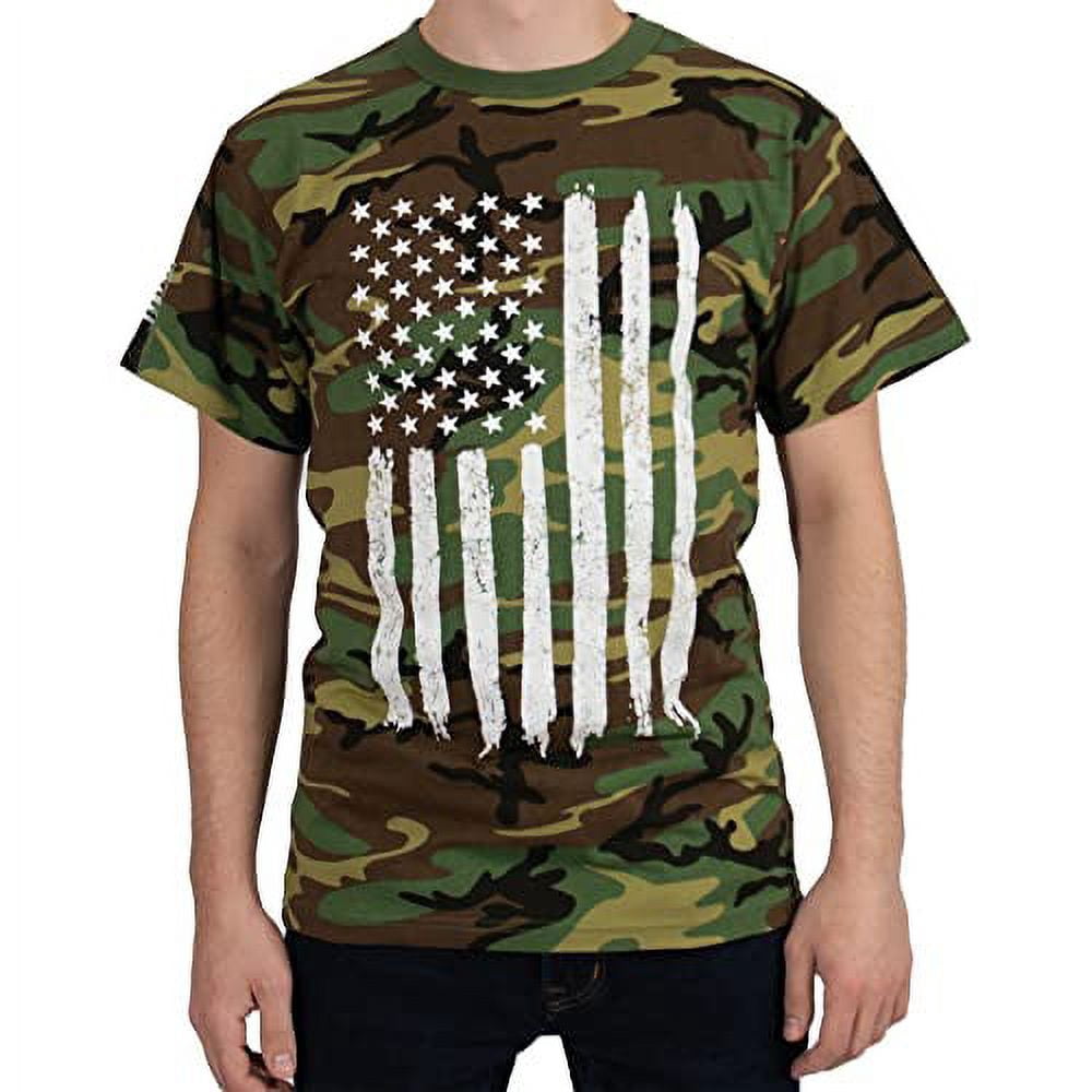 Rothco Woodland Camo US Flag T-Shirt 11047 - L - Walmart Business Supplies