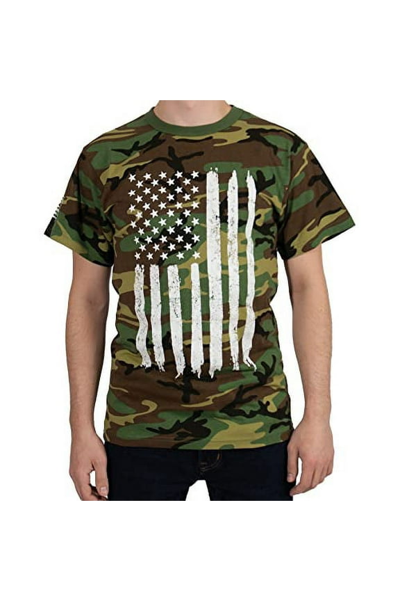 Woodland Camo US Flag T-Shirt 11047 - XL