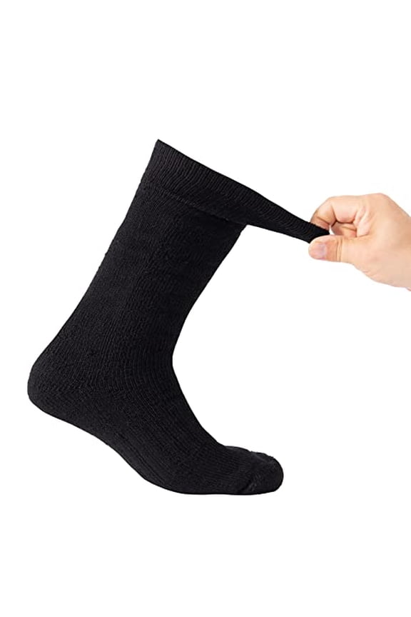 21285 Wool Blend Mid-Calf Winter Socks, Black - Large