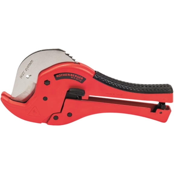 Rothenberger Rocut TC 50 Professional Plastic Pipe Shears with Stainless Steel Blade, Rubberized Handle, Transport Lock - Ideal for Plastic Pipes - 0-50 mm Cutting Range - 52010 CA2