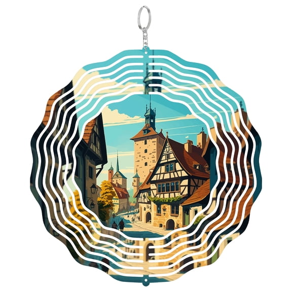 Rothenburg Germany Medieval 3D Wind Spinner Kinetic Garden