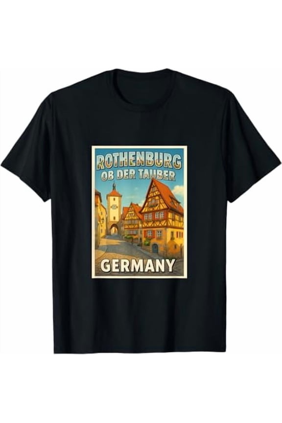 Rothenburg ob der Tauber Germany Vintage Travel Art Graphic T-Shirt