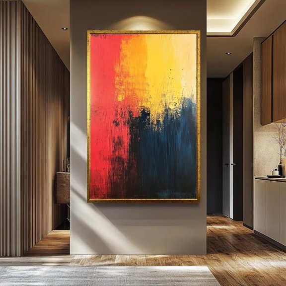 Rothko Inspired Color Field Poster, Red Yellow Blue Abstract Wall Art