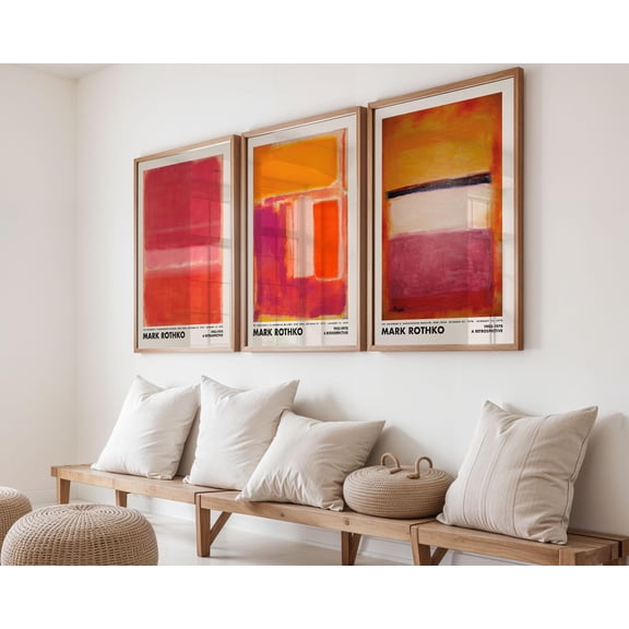 Rothko Prints Abstract Gallery Wall Three Piece Poster Set Warm Tone Decor Vintage Museum Art Rothko Triptych Set 3
