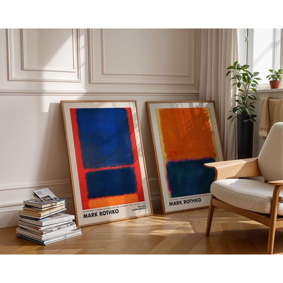 Rothko Prints Blue Orange Mark Rothko Poster Rothko Wall Decor Wall Art Mid Century Modern Museum Print Set 2