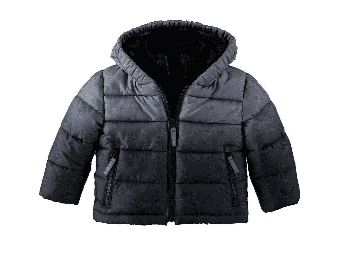 S. ROTHSCHILD Rothschild Baby Boys Contrast Fleece Vestee Puffer Jacket - Charcoal Ombre
