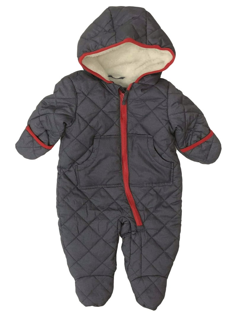 Rothschild Winter Infant Boys Gray Quilted Hooded Pram Snowsuit