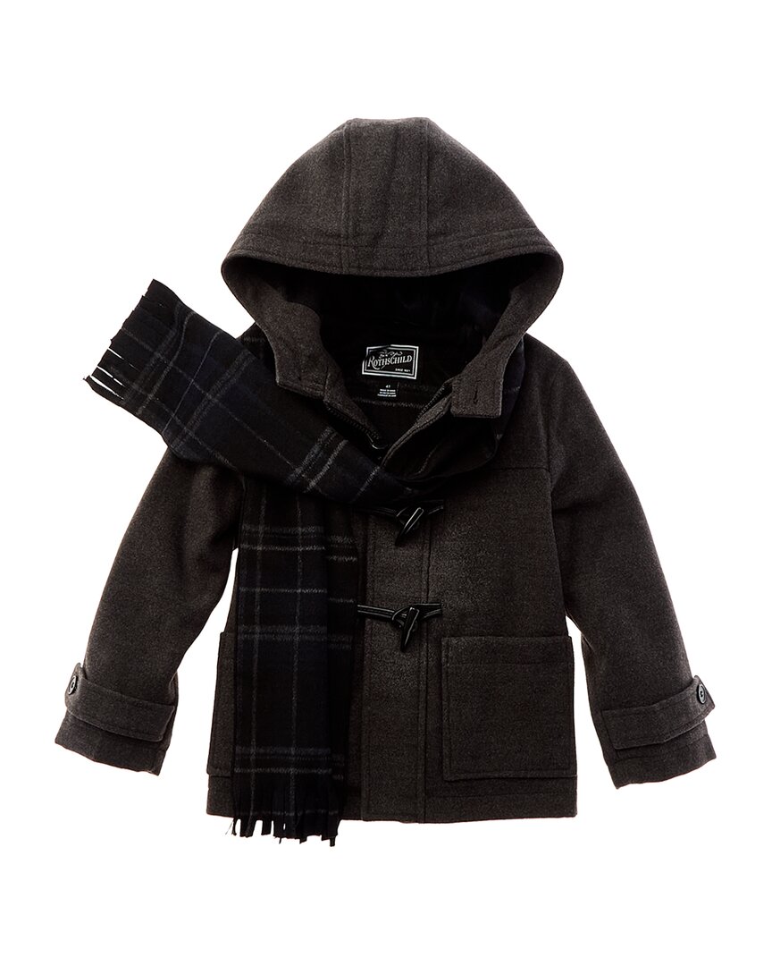 Rothschild Kids boys Toggle Coat & Scarf, 7, Grey