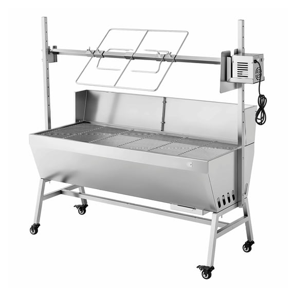 Rotisserie Grill, 38W Outdoor Spit Roaster - 132 LBS Capacity, Stainless Steel BBQ Grill Kit with Wheels & Adjustable Height for Camping & Pig/Lamb Roasting