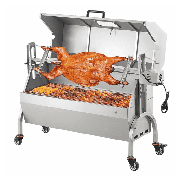 Rotisserie Grill Spit Roaster, 198 LBS Electric BBQ Grill for Pig Lamb Chicken, 52W Outdoor Roaster Kit, Multifunctional BBQ