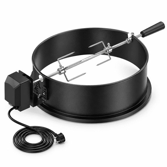 Rotisserie Ring Kit for 18 Inch Kettle Charcoal Grills, Sturdy Steel Construction with Electric