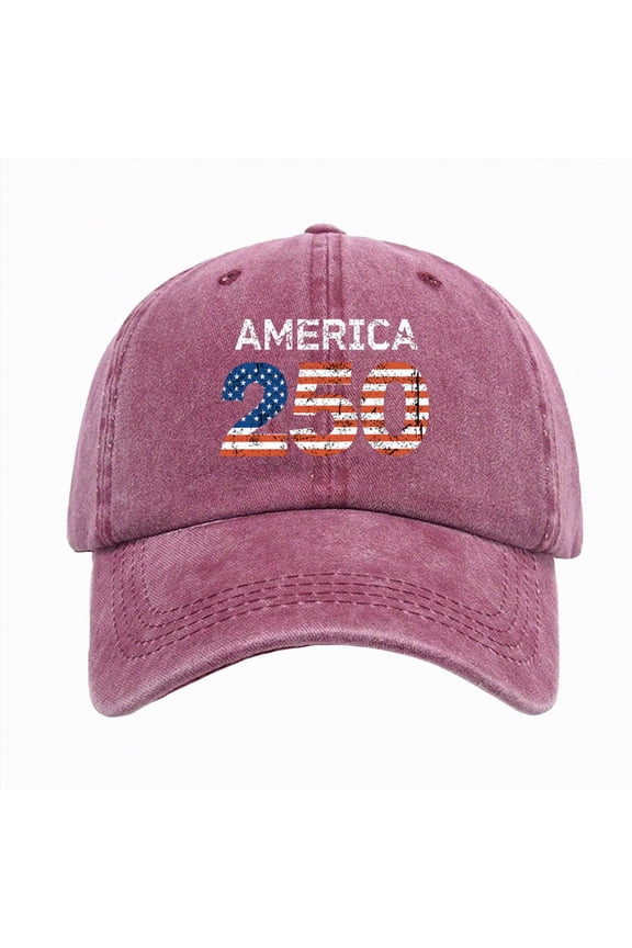250 Year American Anniversary Hat Women & Men Embroidery American-Flag Baseball Cap - Fashion Washed Cotton Letter USA-Hat for Unisex Red,A