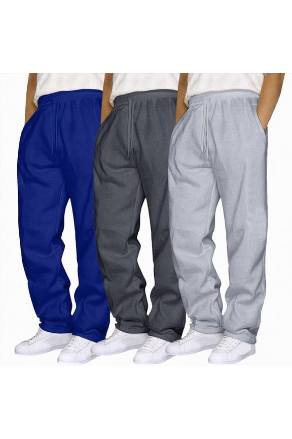 3 Pack Mens Casual Pants Men's Athletic Pants Running Workout Joggers Lightweight Gym Jogging Track Casual Sweatpants Blue,S